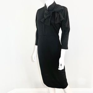 Black Collar Bow Pinup Pencil Dress